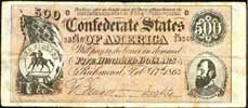 Confederate $500 Bill, 1864